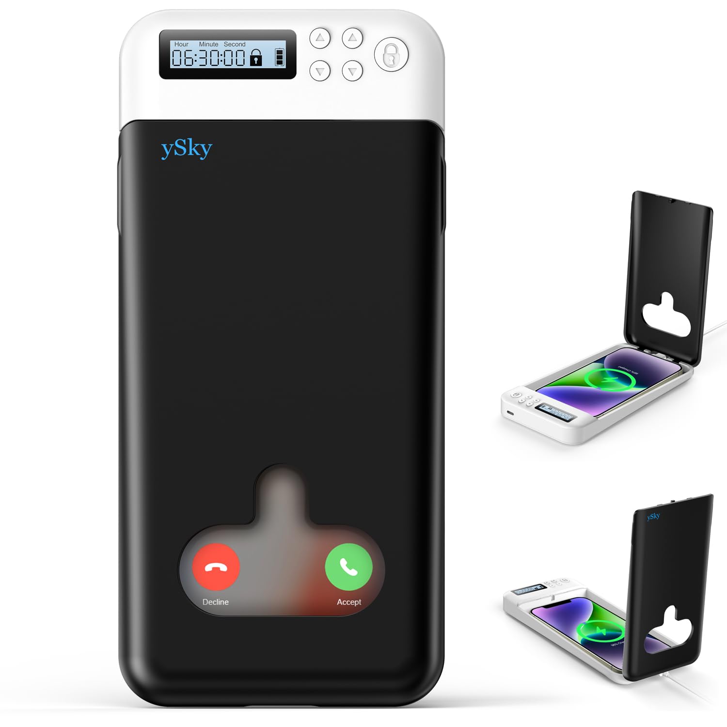 Portable Phone Lock Box with Timer - Self-Control Timer Locker for iPhone & Android Phones - Helps Kids, Students & Adults Focus - Anti Phone Addiction Device (Black) - Perfect for Study, Work & Digital Detox