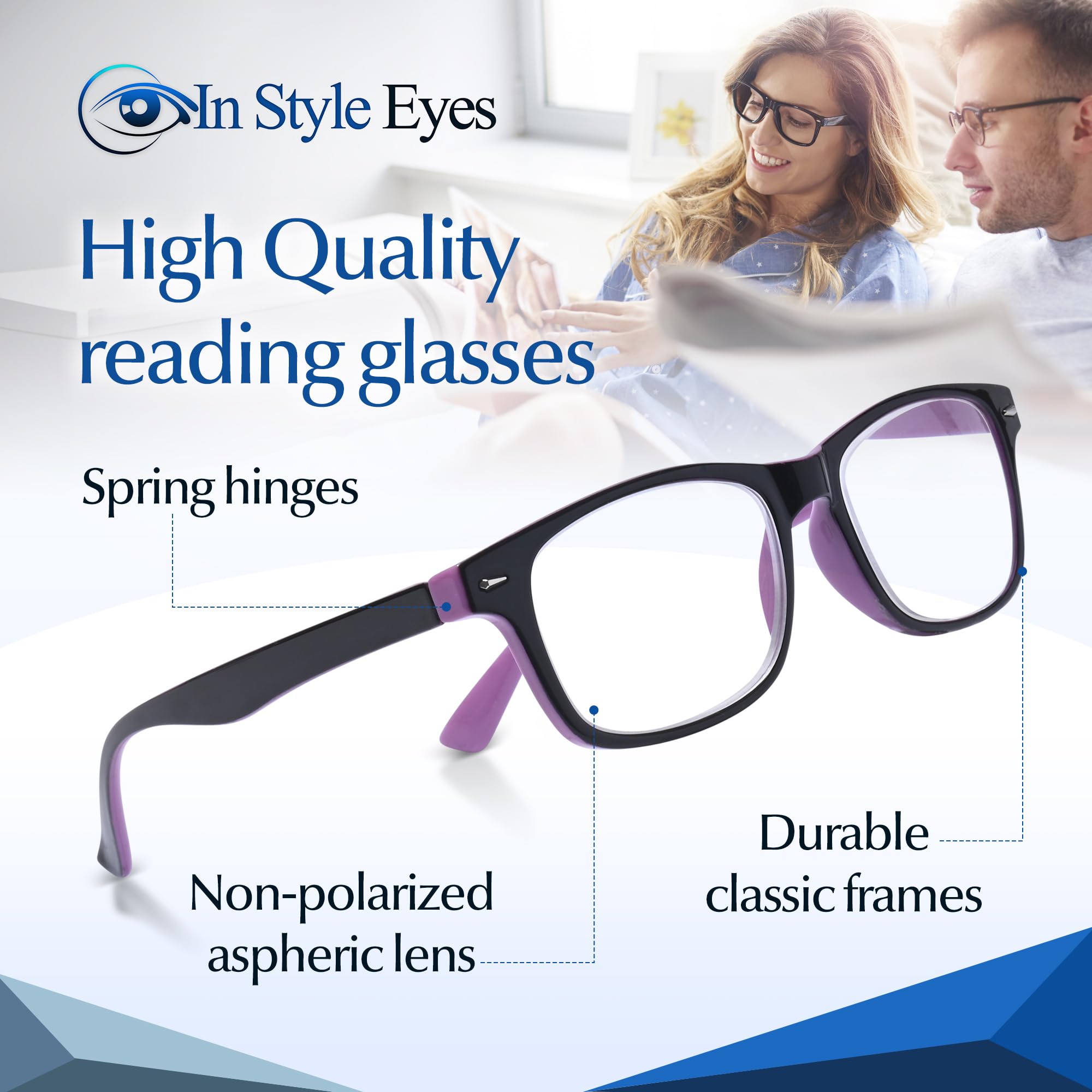 Super Strong High Magnification Reading Glasses for Women & Men - Non-Polarized Lens - Perfect for Reading Books, Crafts & Close Work