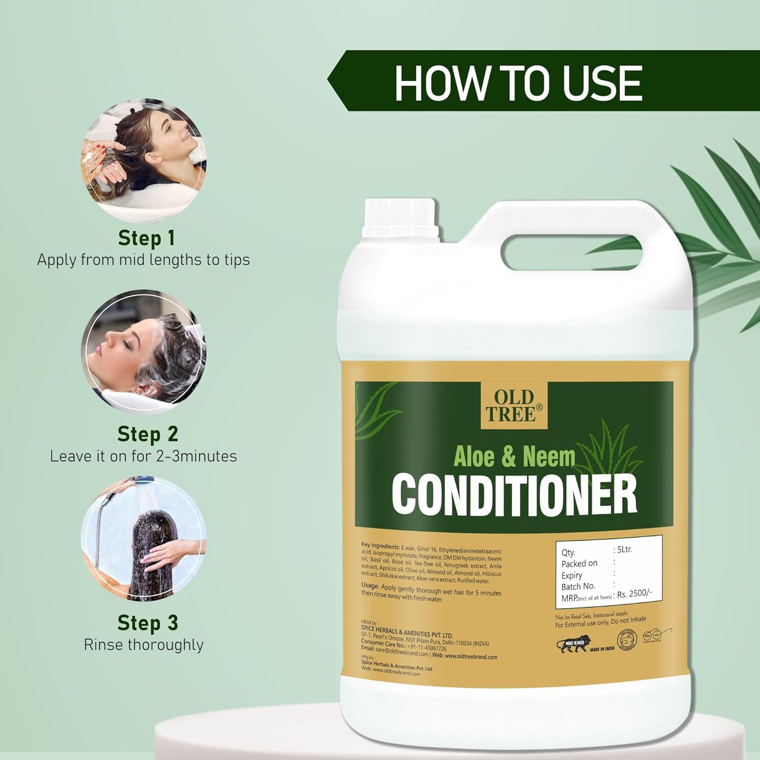 Neem & Aloe Vera Deep Conditioning Hair Treatment - 169.07 Fl Oz (1.33 Gallons) for Dry, Damaged Hair - Promotes Silky, Shiny Locks - Professional Salon Quality for Hotels, Gyms, Spas & Home Use