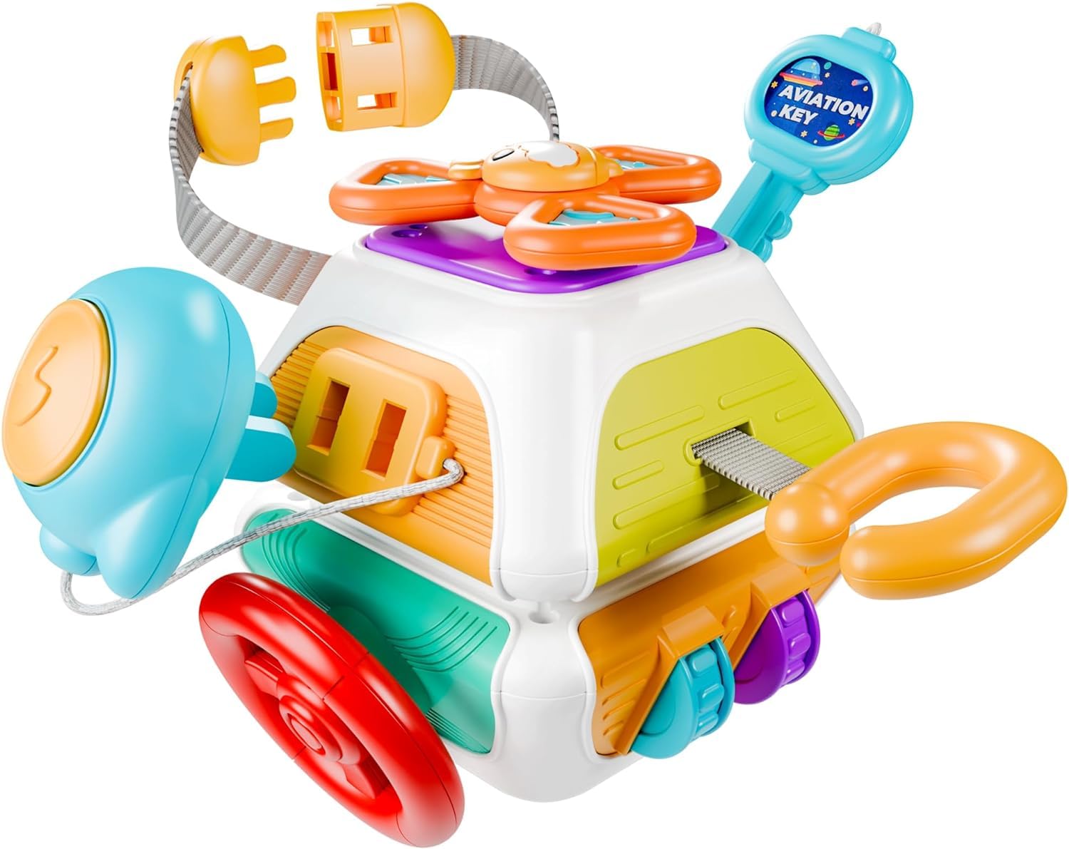 Montessori Toys for 1-3 Year Old Toddlers - Sensory Busy Board Cube & Educational Learning Activities | Travel Toys for Infants | Perfect Birthday Gift for Boys & Girls (12-18 Months) - Ideal for Airplane Travel, Car Rides & Early Childhood Development