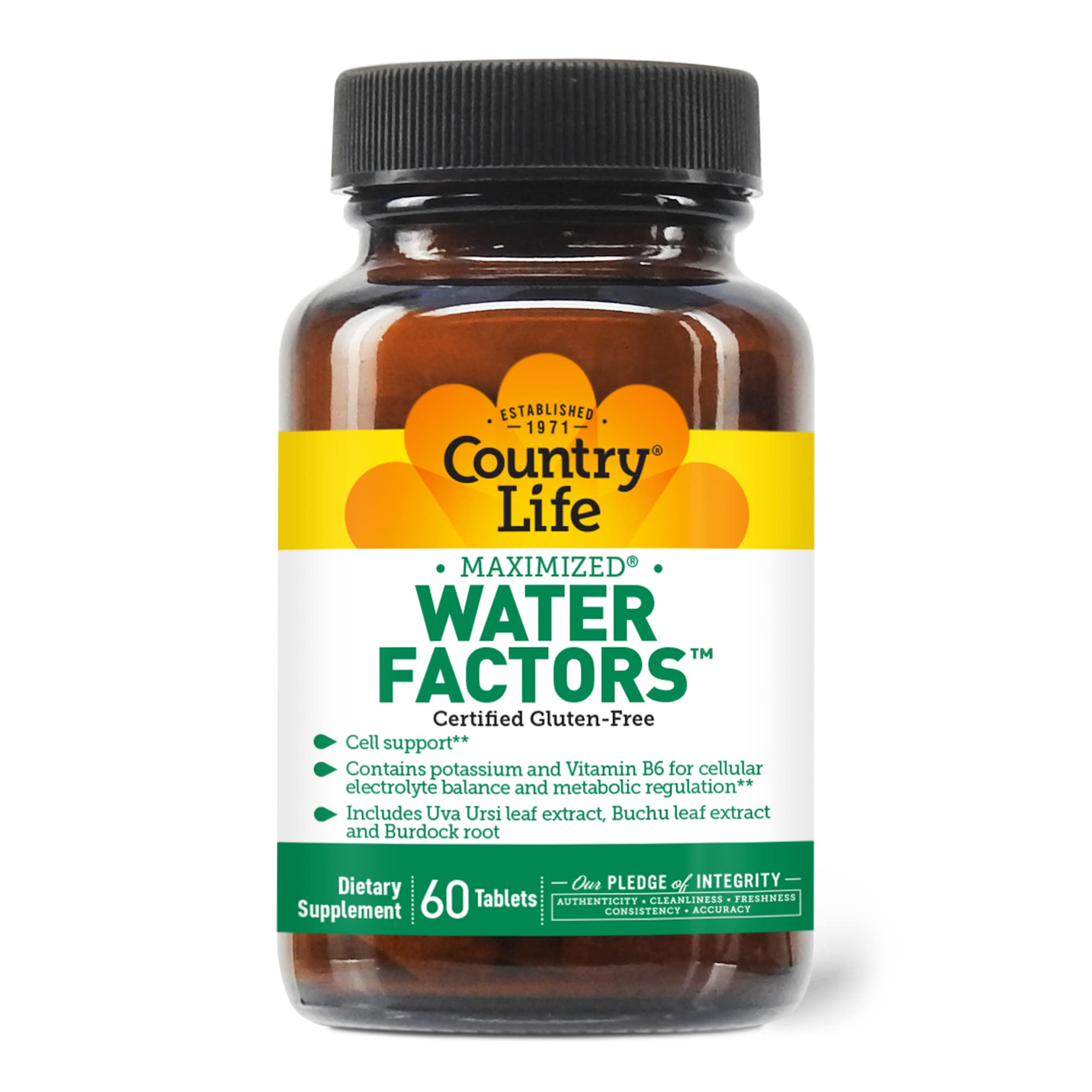 Country Life Maximized Water Factors - 60 Tablets for Cellular Hydration & Support | Gluten Free & Vegan Certified | Ideal for Active Lifestyles & Wellness Routines