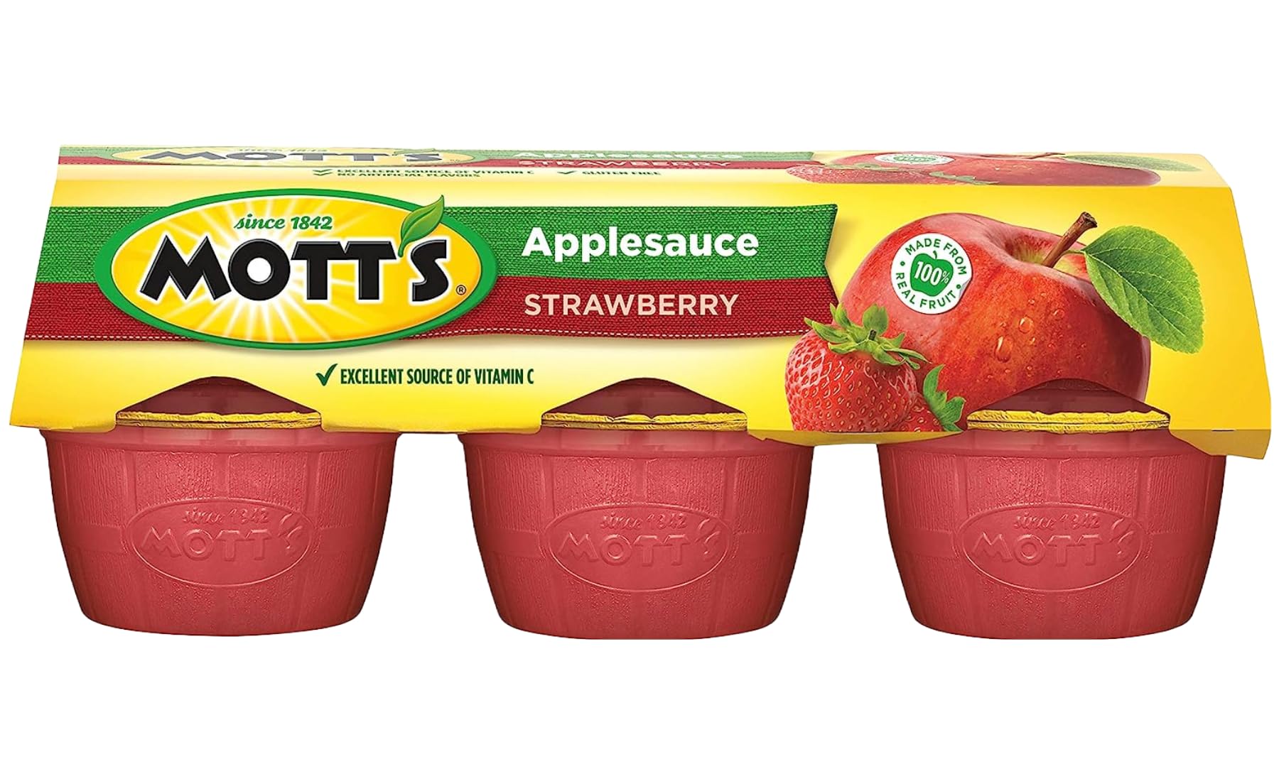 **BetrULight Motts Fruit Snacks - Gluten Free, Vegan & Keto Friendly Apple Strawberry Applesauce Cups (4 oz, 12-Pack) | Healthy On-The-Go Snacks for Kids & Adults | Perfect for Lunchboxes, Travel & Office Snacking**