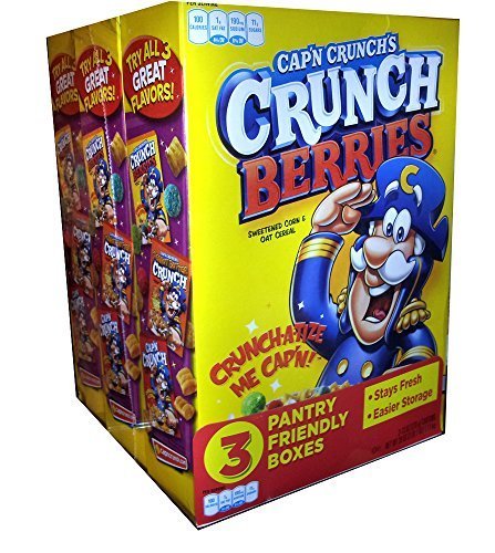 Cap'N Crunch's Crunch Berries Cereal - 3 Pack (13 oz Each Box) | Breakfast Cereal for Kids & Adults | Perfect for School Lunches, Snacks & Family Breakfast