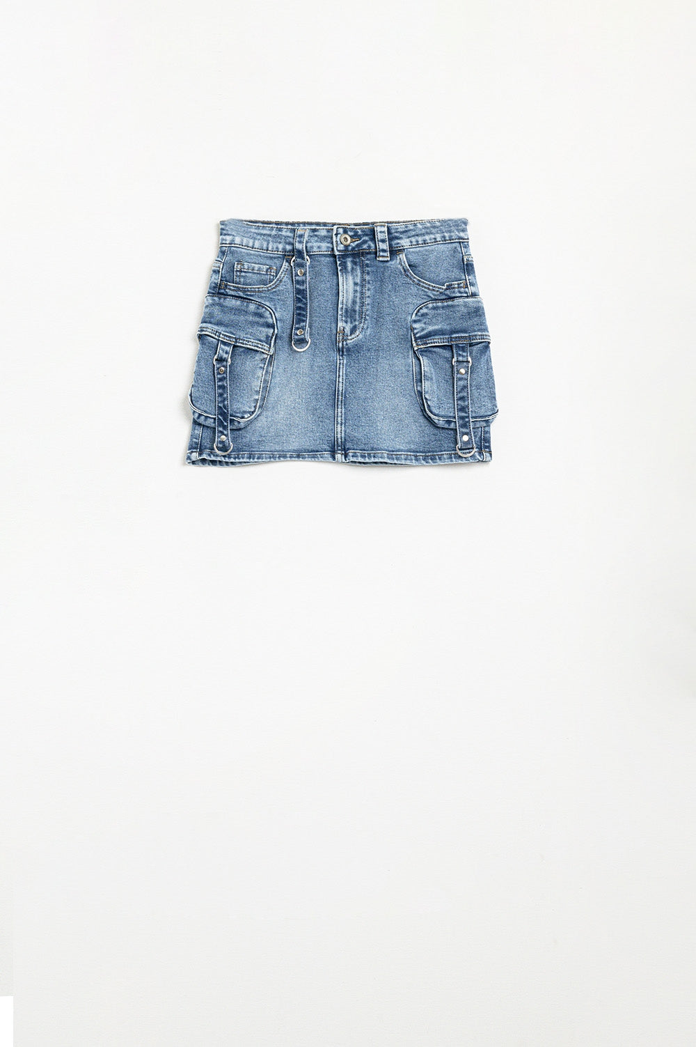 Cargo Mini Denim Skirt with Hanging Details - Stylish & Trendy for Casual Outfits, Streetwear, and Summer Fashion