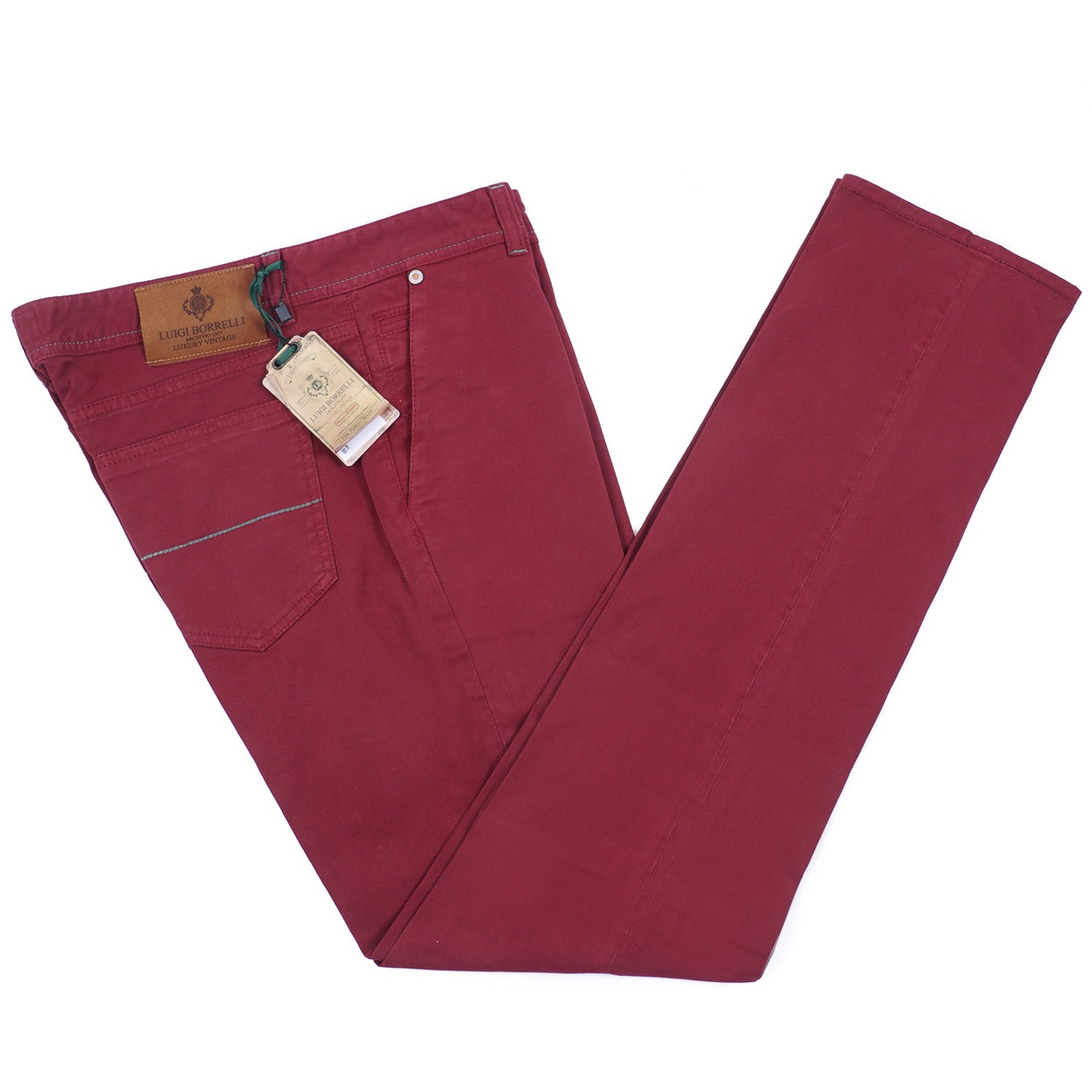 Luigi Borrelli Men's Slim Fit 5-Pocket Dress Pants - Premium Italian Tailored Trousers for Business, Office & Formal Occasions