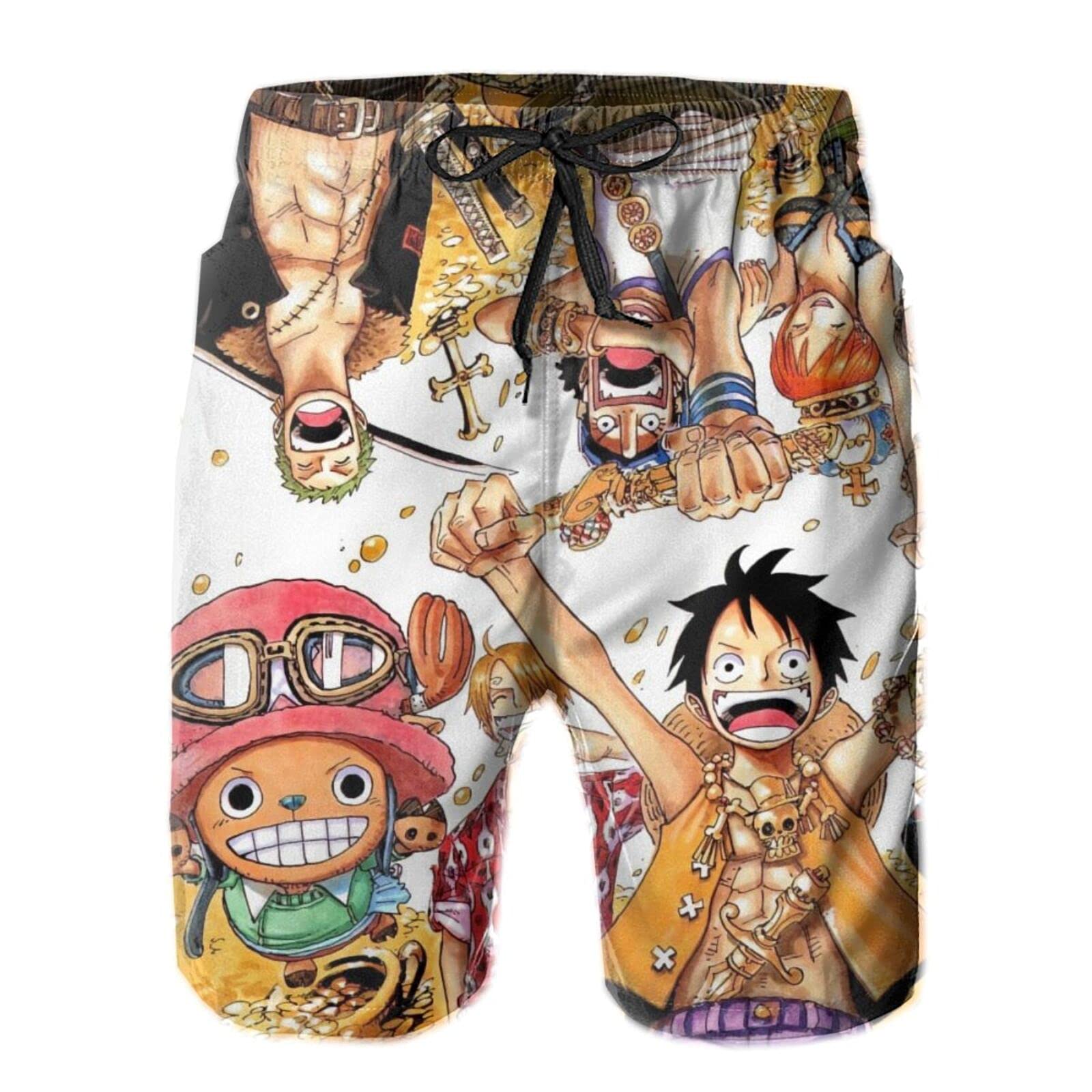 Hufluilt Anime Men's Swim Trunks - Quick Dry Beach Shorts for Swimming, Surfing & Summer Vacation | Comfortable Board Shorts for Pool, Water Park & Tropical Getaways