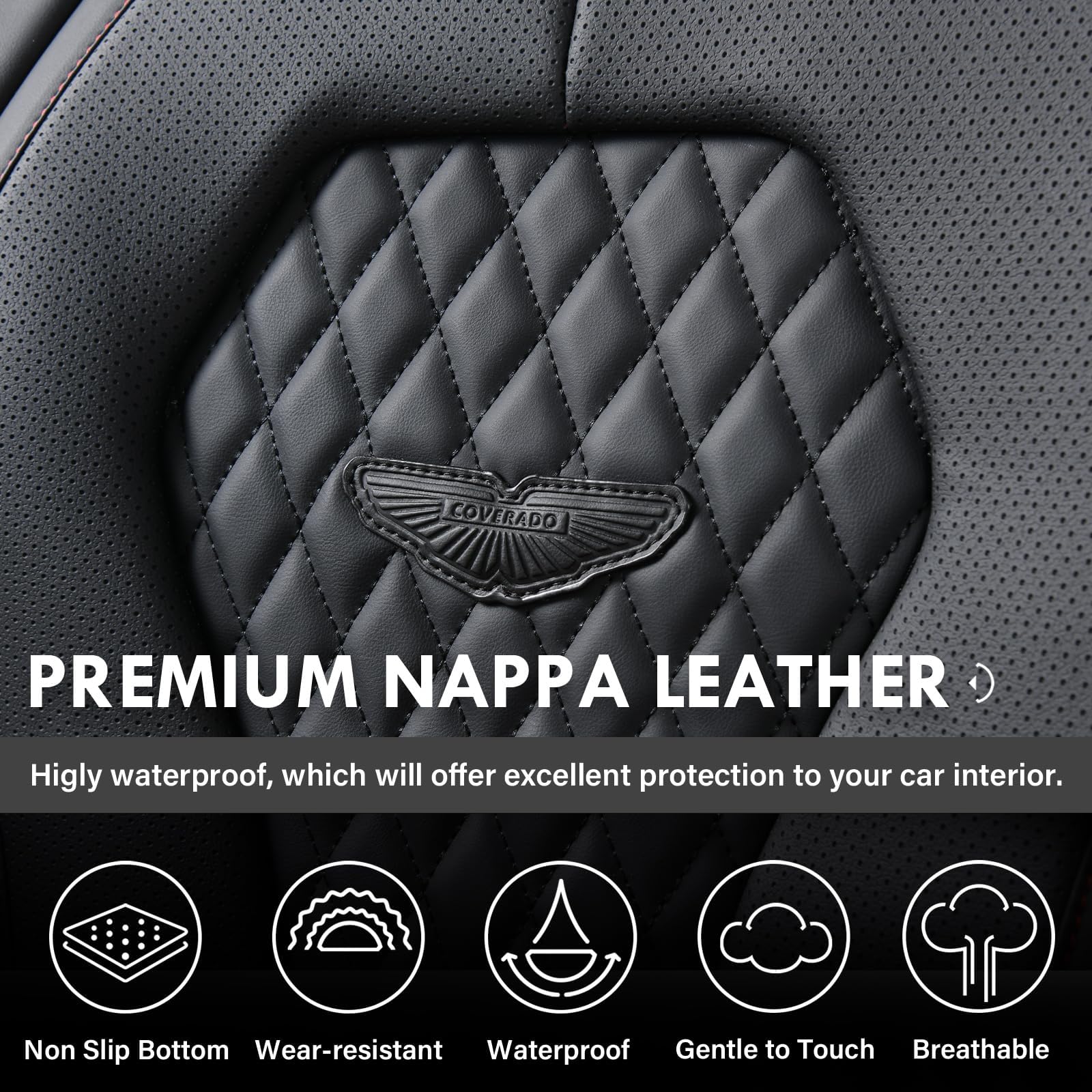 Premium Waterproof Leather Car Seat Covers Full Set - Universal Fit for Most Vehicles (Front & Back Seats) | Black Auto Seat Protectors for SUVs, Trucks & Sedans | Durable Seat Cushion for Daily Commute, Road Trips & Pet Protection