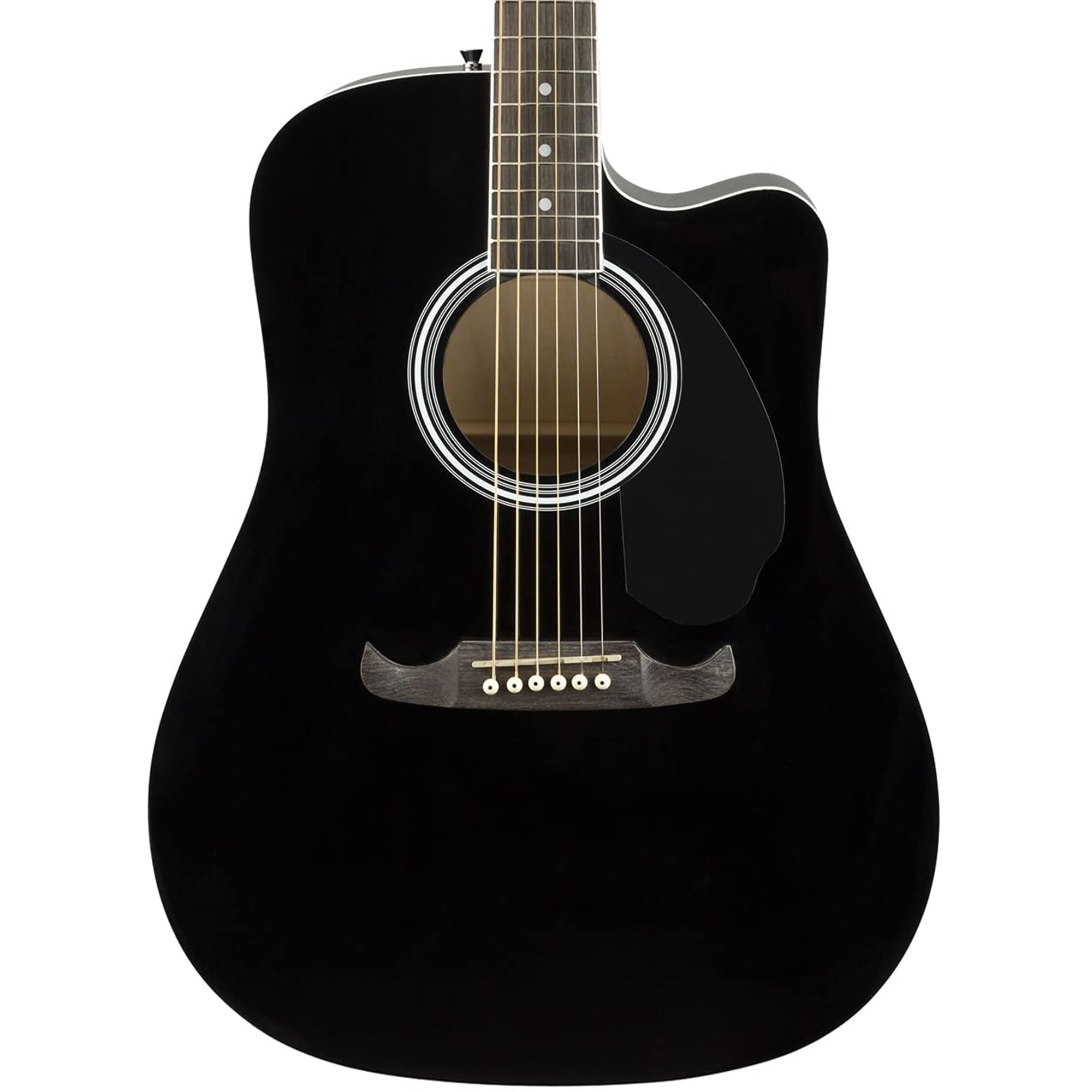 Fender FA-125CE Dreadnought Cutaway Acoustic-Electric Guitar Bundle - Black with Gig Bag, Strap, Strings, Picks & Online Lessons | Perfect for Beginners, Live Performances and Home Practice