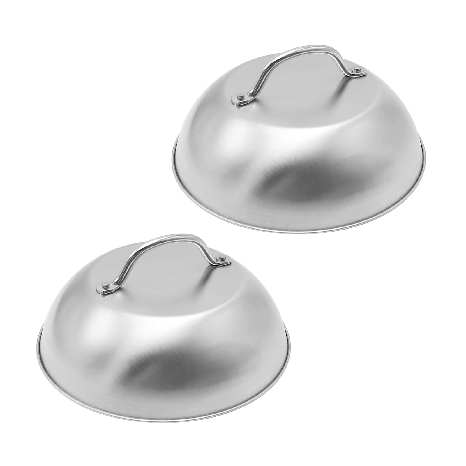 9 Inch Stainless Steel Melting Dome with Handle - BBQ Grilling Lid, Griddle Steam Cover for Perfectly Melted Cheese & Steamed Foods (2 Pack) - Ideal for Backyard BBQs, Camping & Outdoor Cooking