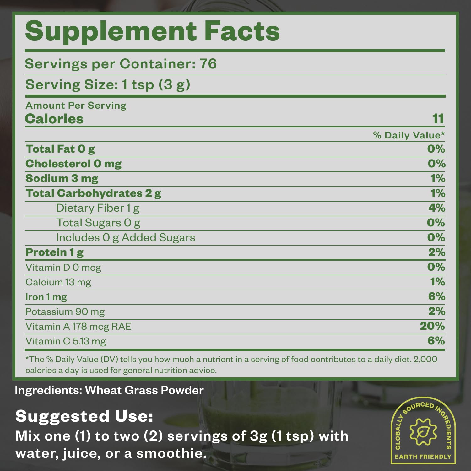 Organic Wheatgrass Powder 8oz - Premium Wheat Grass Superfood for Smoothies, Juices & Salads | Rich in Vitamins, Fiber & Minerals for Immunity Boost | 76 Servings | Perfect for Detox, Energy & Wellness Drinks