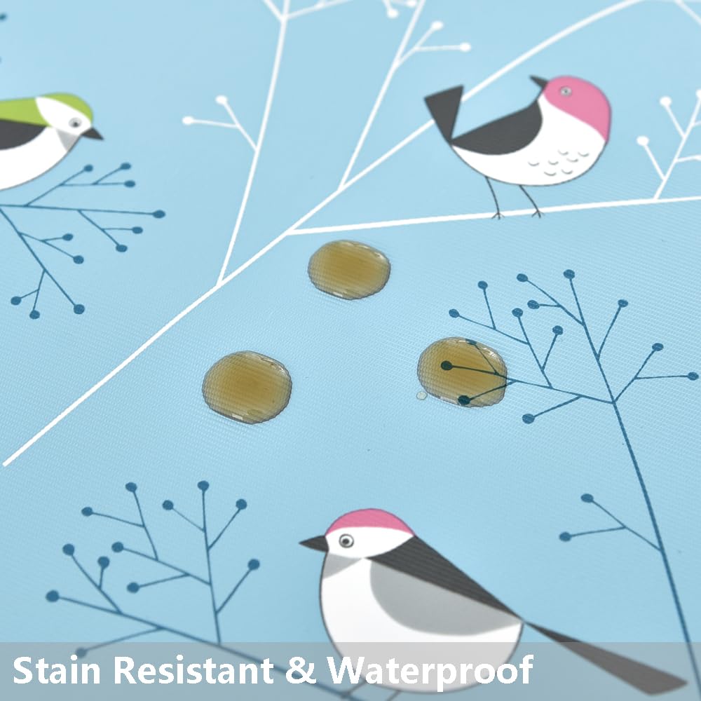 Heavy Duty Vinyl Tablecloth - 54'' x 54'' Square PVC Waterproof Wipeable Plastic Table Cover for Kitchen, Dining Room, Party & Outdoor Use (Birds-2 Design)