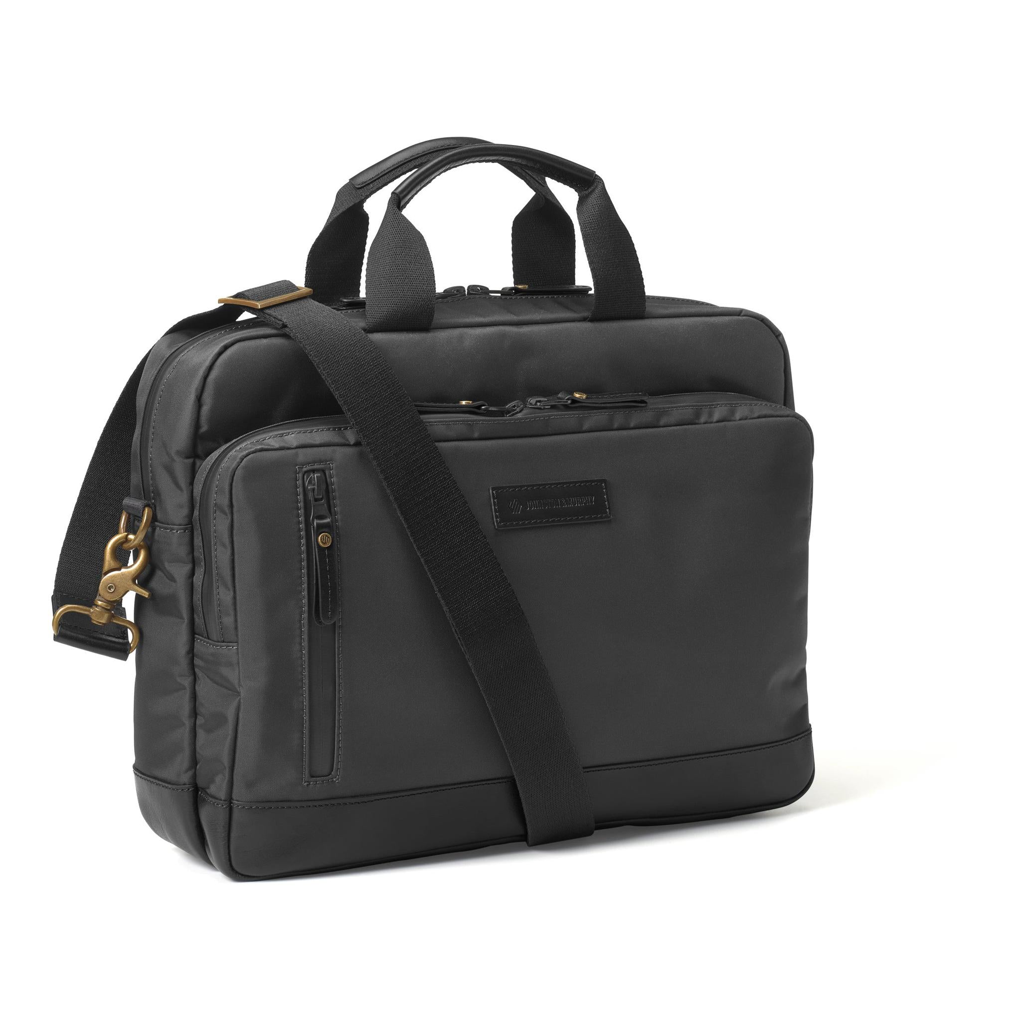 Johnston & Murphy Hudson Waterproof Leather Briefcase for Men - Durable Business Laptop Bag for Work, Travel & Commuting