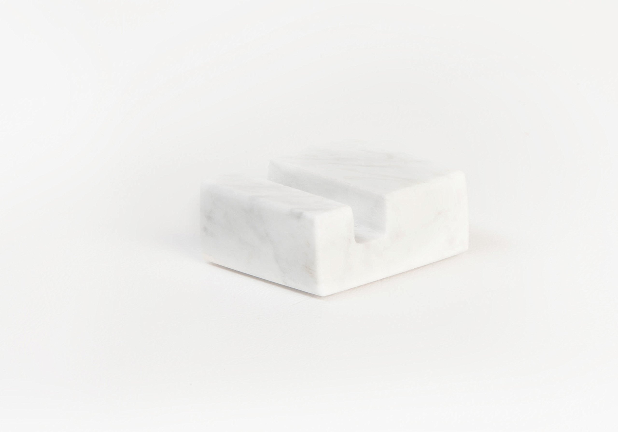 Elegant White Carrara Marble Business Card Holder - Square Desk Organizer for Office & Home - Stylish Card Display Stand for Men & Women - Made with Recycled Marble - Perfect for Executive Desks, Reception Areas & Professional Gifts