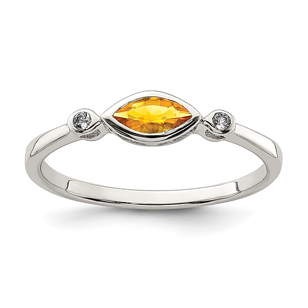 925 Sterling Silver Citrine & White Topaz Gemstone Ring for Women - Elegant Fine Jewelry Gift for Her, Perfect for Birthdays, Anniversaries & Special Occasions