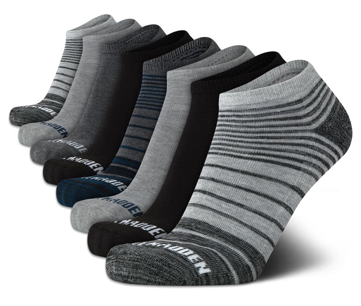 Steve Madden Men's Low Cut No Show Athletic Socks 8-Pack - Half Cushioned Performance Ankle Socks for Men (Size 10-13) - Perfect for Running, Gym & Casual Wear