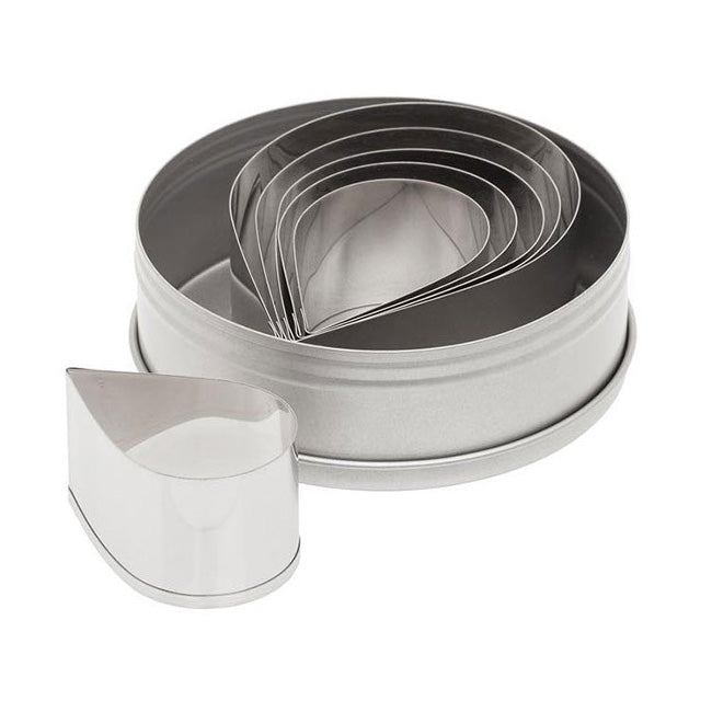 Ateco 5252 6-Piece Plain Teardrop Cookie Cutter Set - Perfect for Baking, Cake Decorating, and Holiday Treats