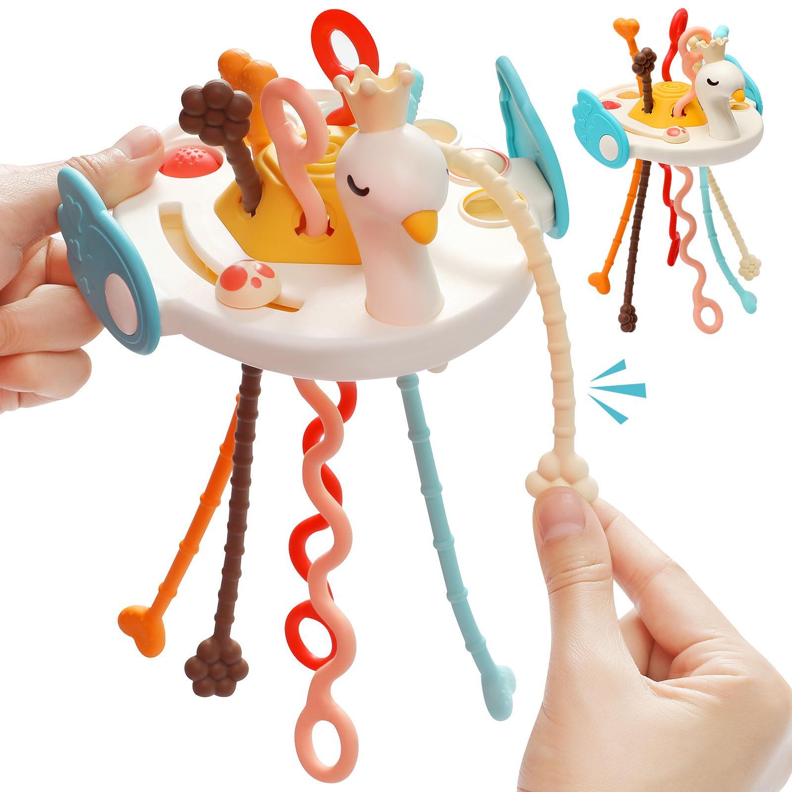 Montessori Sensory Toys for Toddlers 6-12-18 Months - Food Grade Silicone Pull String Activity Toy for Fine Motor Skills Development | Travel Baby Stress Relief Toy | Perfect Gift for Boys & Girls | Ideal for Daycare, Home Play & Airplane Travel