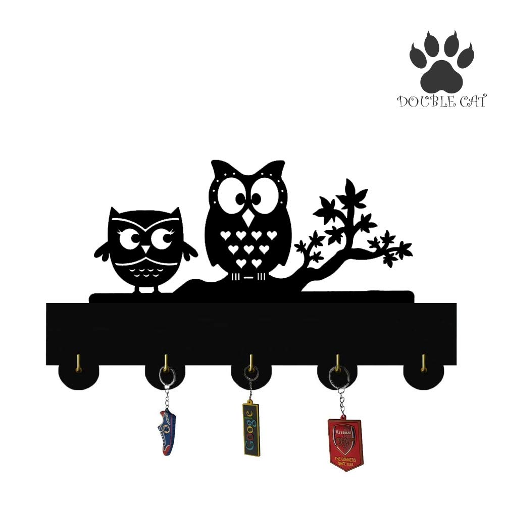 Creative Owl-Shaped Wooden Wall Hooks - Black Wood Coat Key Holder for Entryway & Bedroom Organization | Durable Quality Wooden Hooks for Hanging Coats, Hats, Bags & Keys