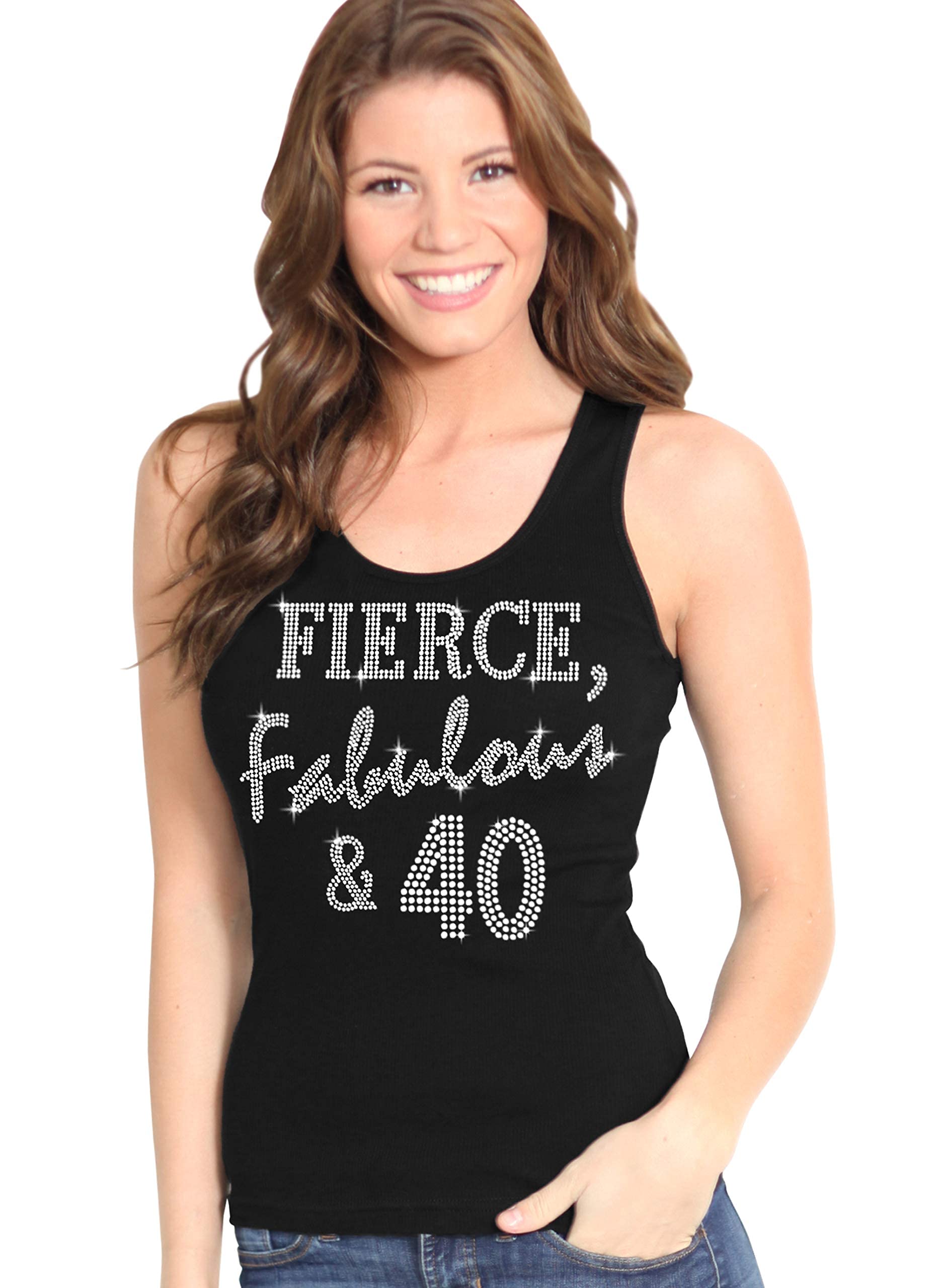 Sparkling 40th Birthday Shirts for Women - Rhinestone Birthday Tank Tops - Funny 40th Birthday Gift Ideas - Perfect for Parties, Girls' Night Out & Milestone Celebrations