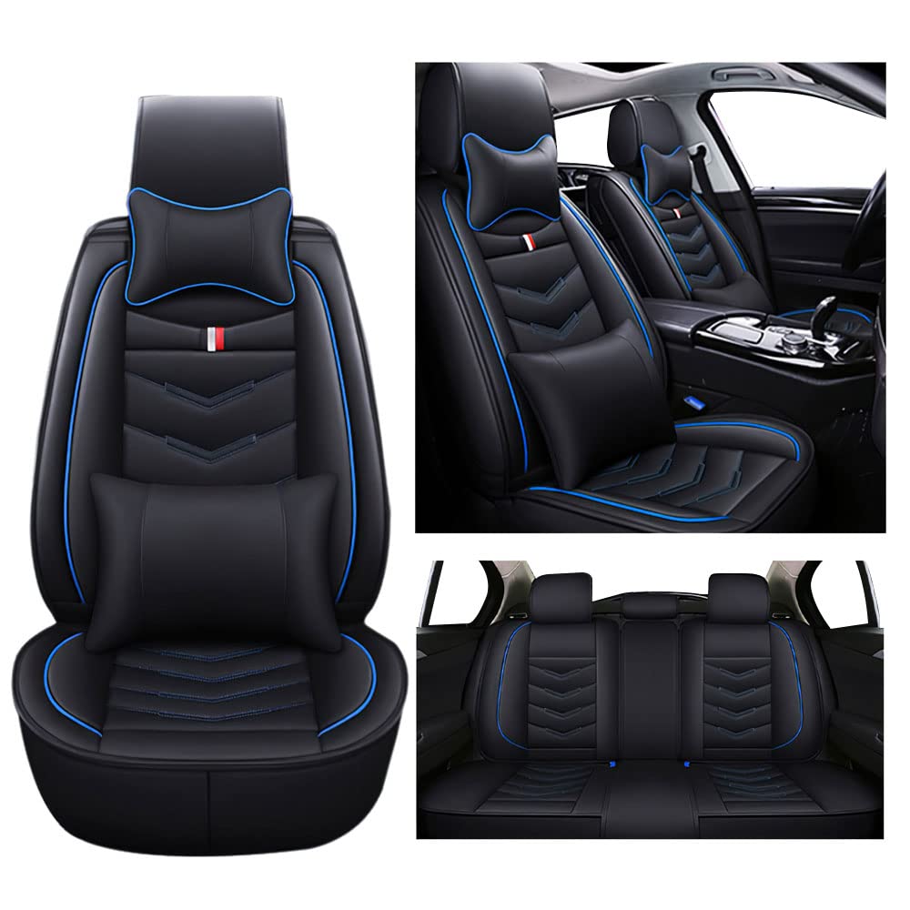 **Premium Leather Car Seat Cover for Mini E Countryman 2019 – Durable, Waterproof & Breathable Seat Protector – Sporty Black Blue Design – Perfect for Daily Commute & Road Trips**