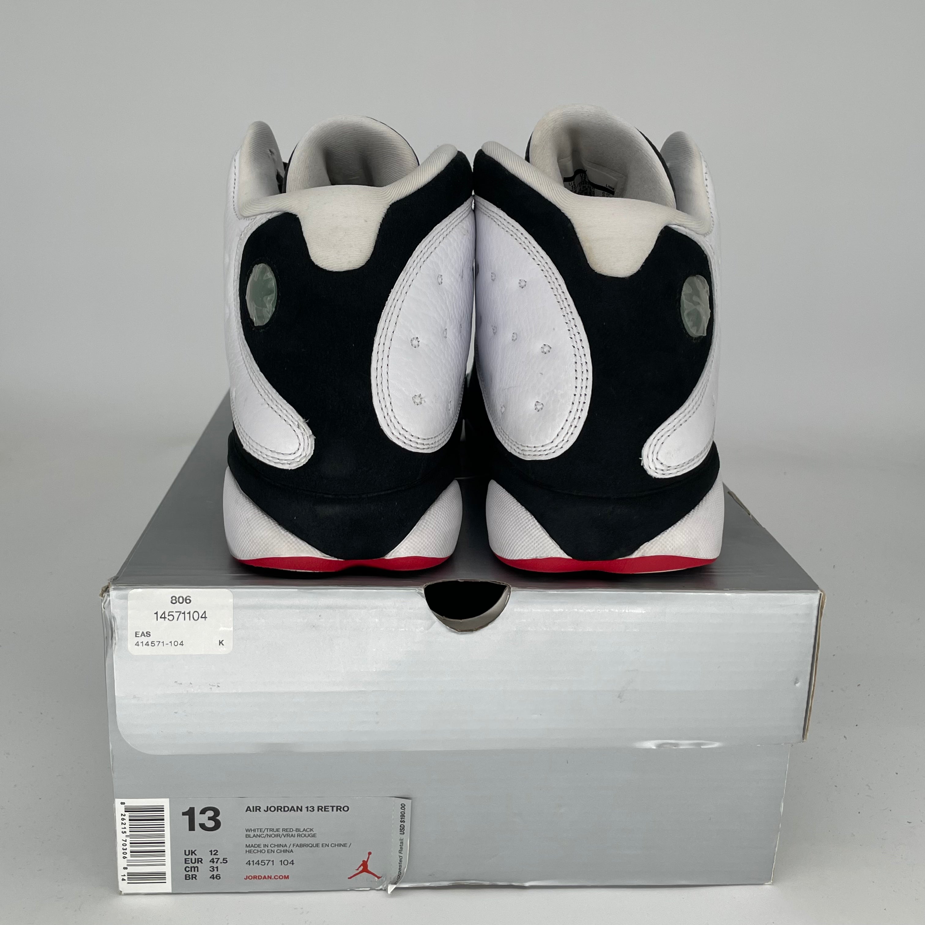 Original Air Jordan 13 Retro 'He Got Game' Men's Basketball Shoes Size 13 - White/Black-Varsity Red 414571-104 - Perfect for Streetwear & Basketball Games