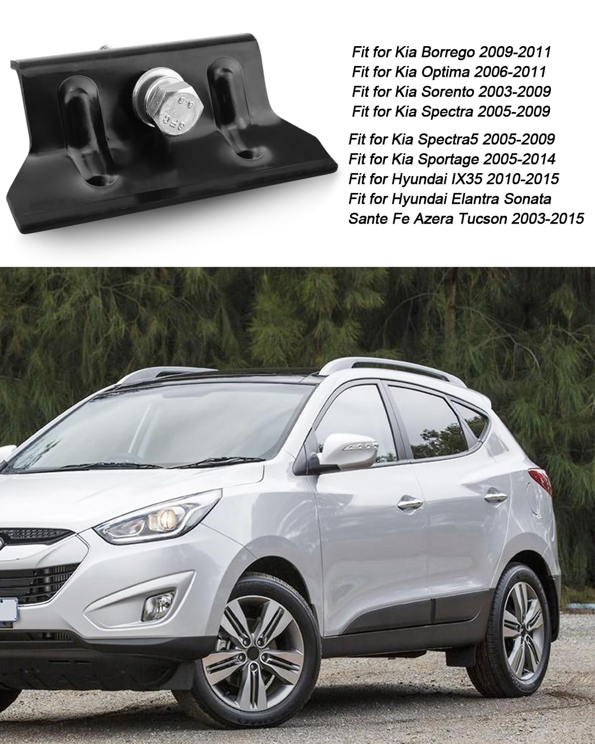 304 Stainless Steel Car Battery Hold Down Clamp with Bolt - Compatible with Hyundai IX35 2010-2015 Models - Replacement for 371602D000 & 37160-2D000 - Secure Battery for Safe Driving & Off-Road Adventures