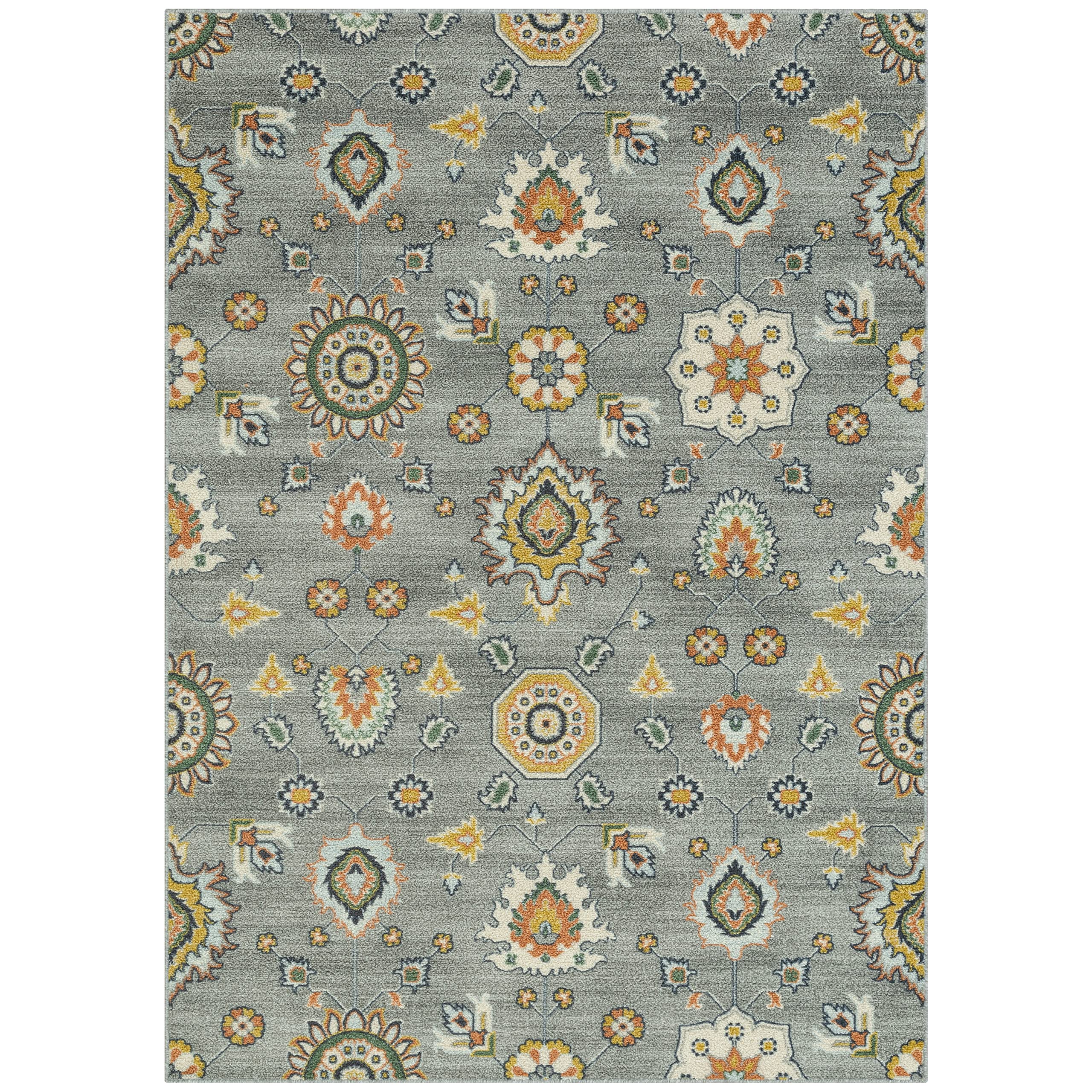 Maples Rugs Fleur Contemporary Non-Slip Area Rug 5' x 7' - Modern Grey Living Room & Bedroom Carpet [Made in USA] | Perfect for Home Decor, Office & High-Traffic Areas