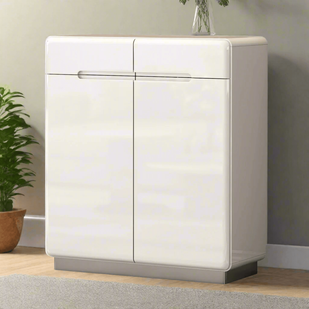 Estrella 2 Door White Shoe Storage Cabinet - 80cm Entryway Organizer for Hallway, Closet & Mudroom Organization