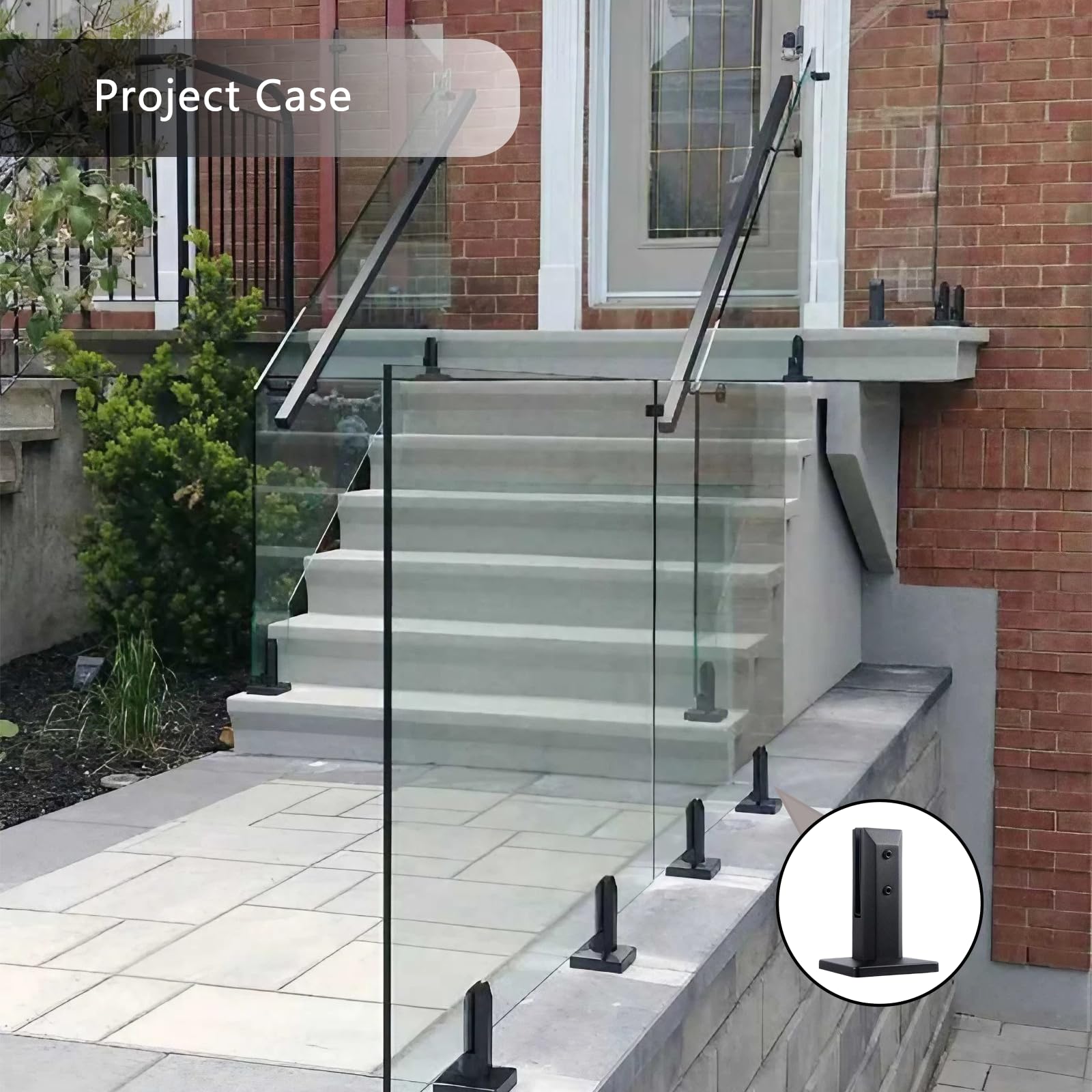 Heavy Duty Black 304 Stainless Steel Square Glass Railing Spigots - Glass Clamp Brackets for Pool Fencing, Balcony Railings, Stair Handrails - Strong Support for Floor Panels & Fence Posts (4-Pack) - Perfect for Modern Outdoor & Indoor Safety Barriers