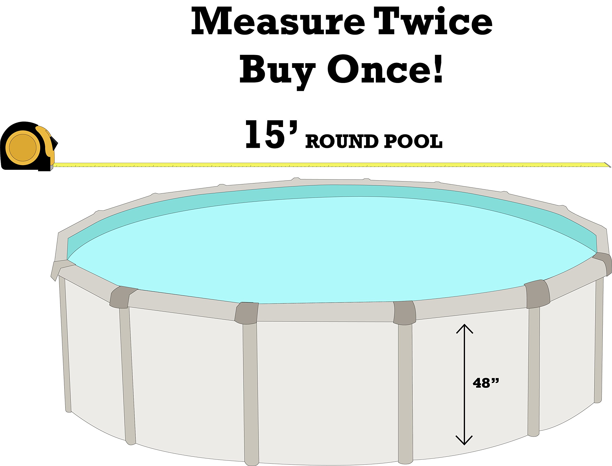 Smartline Laguna 15-Foot Round Pool Liner - UniBead Style 48-Inch Wall Height - 25 Gauge Durable Virgin Vinyl - Compatible with Steel Sided Above Ground Swimming Pools - Includes Universal Gasket Kit - Perfect for Backyard Pool Maintenance and Summer Fun