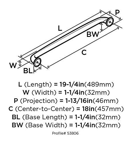 Amerock 18 Inch Satin Nickel Appliance Pull - 1 Pack Cabinet Hardware for Drawers & Cabinets | Perfect for Kitchen, Bathroom & Office Storage Organization
