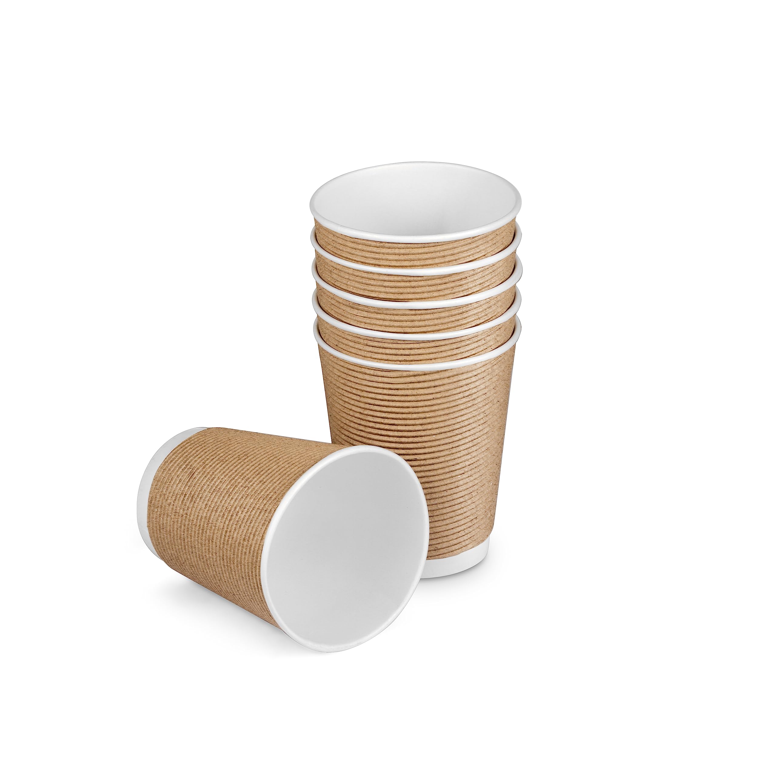 Eco-Friendly 150ml Ripple Paper Cups and Glasses (20-Pack) - Biodegradable Disposable Cups for Coffee, Tea, Hot & Cold Beverages - Includes 20 White Paper Straws - Perfect for Parties, Picnics, and Office Use