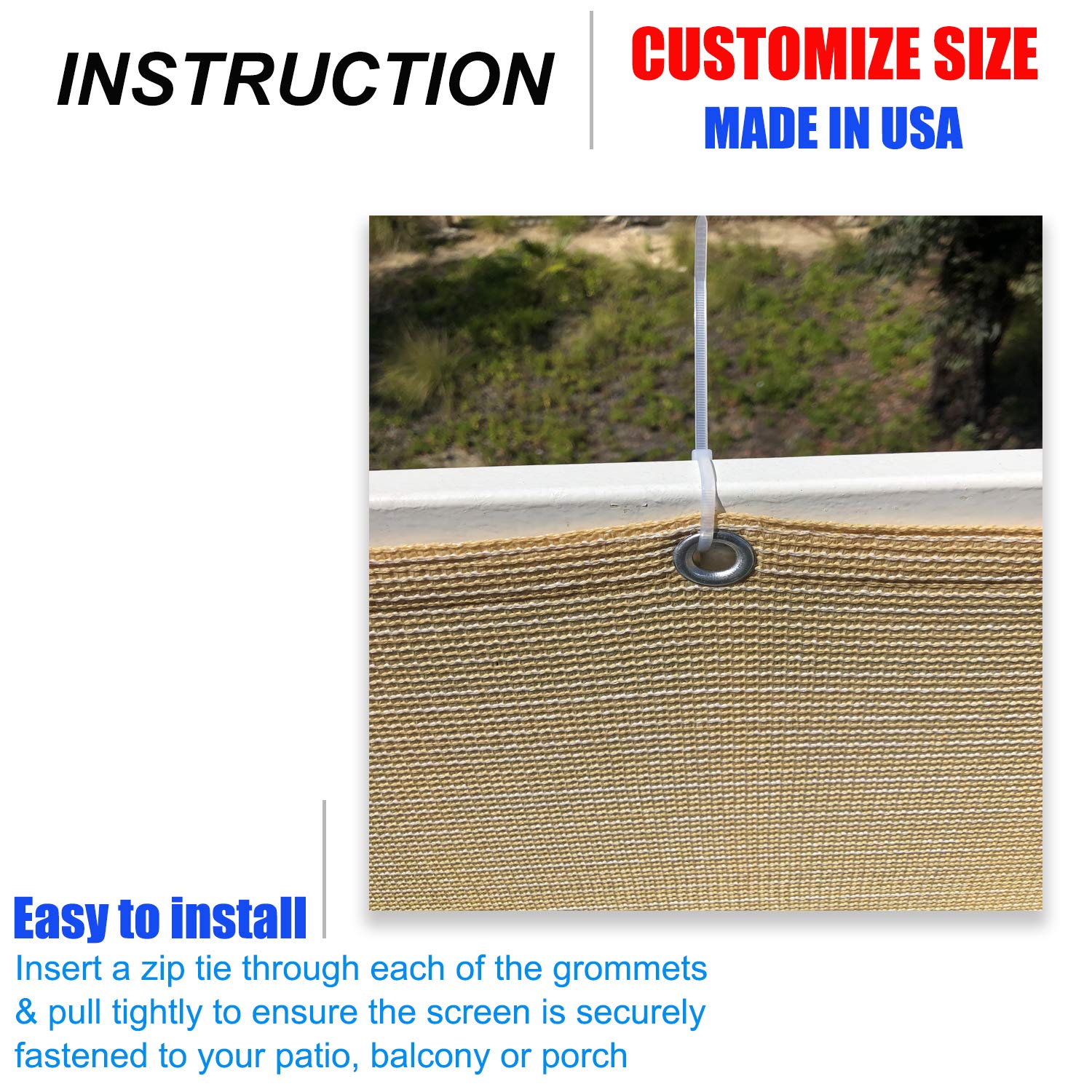Eden's Decor Customizable Privacy Screen Mesh Windscreen - 40