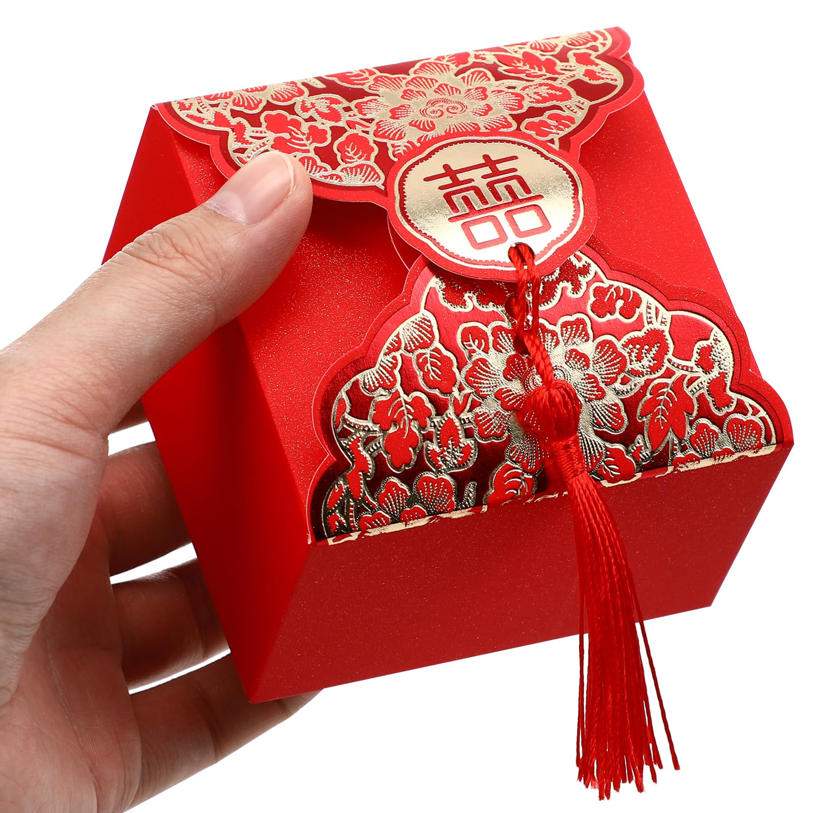 20pcs Chinese Style Wedding Favor Boxes with Tassels - Red Candy Chocolate Gift Boxes for Wedding, Baby Shower, Birthday Party | Perfect for Asian-Themed Celebrations & Event Decorations