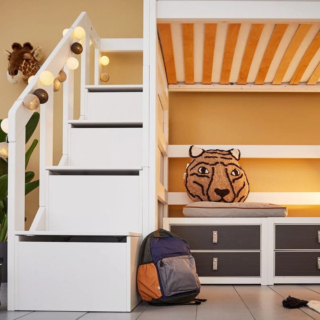 High Sleeper Loft Bed with Staircase - 177cm Sturdy Metal Frame for Teens & Adults - Perfect for Small Bedrooms, Dorms & Studio Apartments