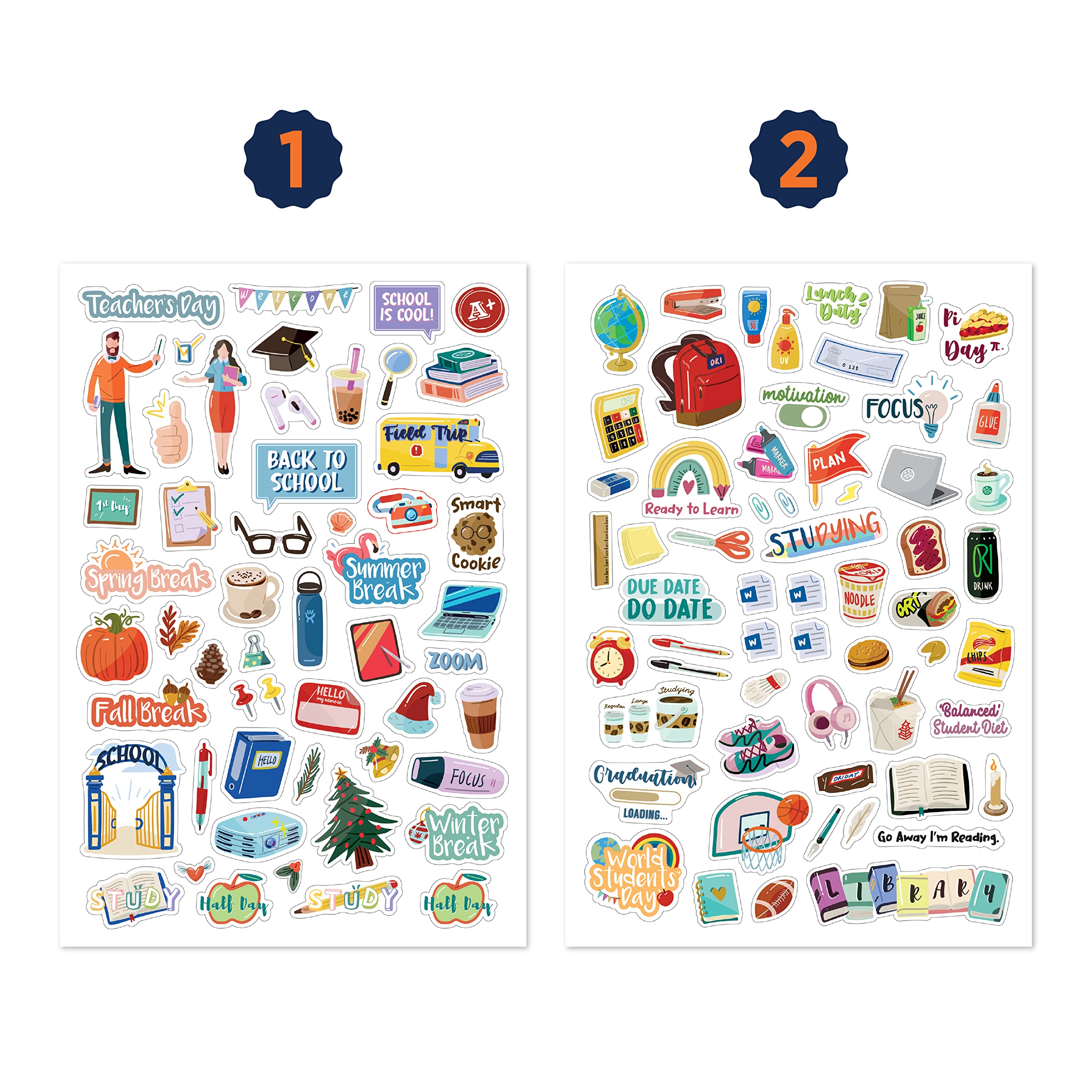 Back to School Teacher Planner Stickers - Cute Happy Planner Productivity Stickers for Students, Educators & Homeschoolers - Perfect for Classroom Organization, Lesson Planning & DIY Planners