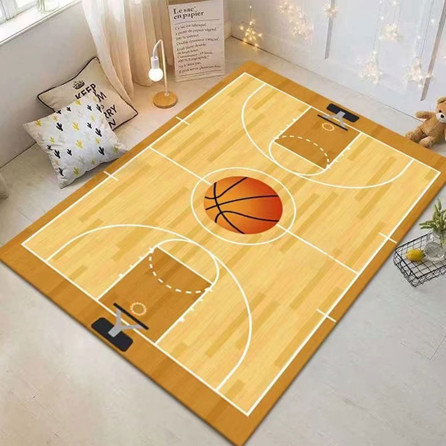 **Kids Soccer Rug - Non-Slip Football Field Playmat for Boys & Girls Bedroom, Nursery, or Playroom - 4x6 ft Green Sports Carpet for Indoor Games, Living Room Decor, and Children's Activity Area**