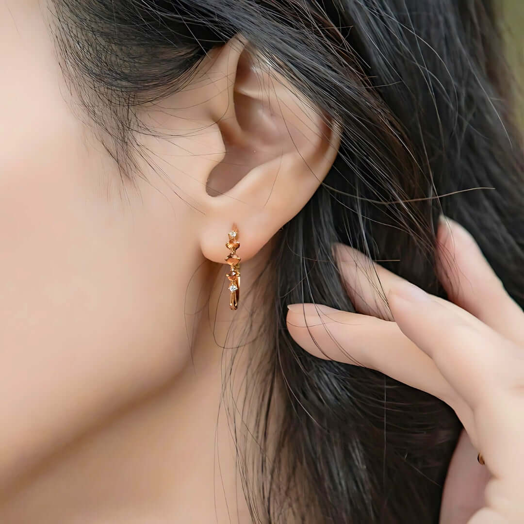 Stylish Orange Garnet Hoop Earrings for Women – Lucky & Elegant Jewelry Gift | ER294 | Perfect for Parties, Weddings & Everyday Wear