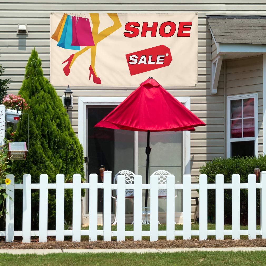 Custom Vinyl Banners for Outdoor Advertising - 48x96 Inches Weatherproof Shoe Sale Sign with 8 Grommets | Perfect for Retail Promotions, Yard Sales & Business Events