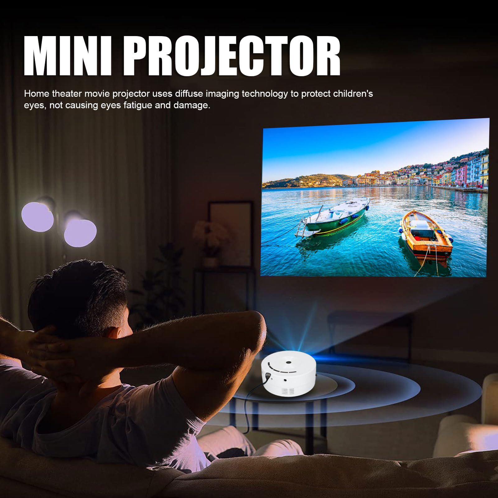 Mini Projector - Full HD 1080P Portable Outdoor Projector for Home Theater, Movies & Gaming | Compatible with Android, iOS, Tablets & TV Stick | Perfect for Backyard Movie Nights, Camping & Kids Birthday Parties