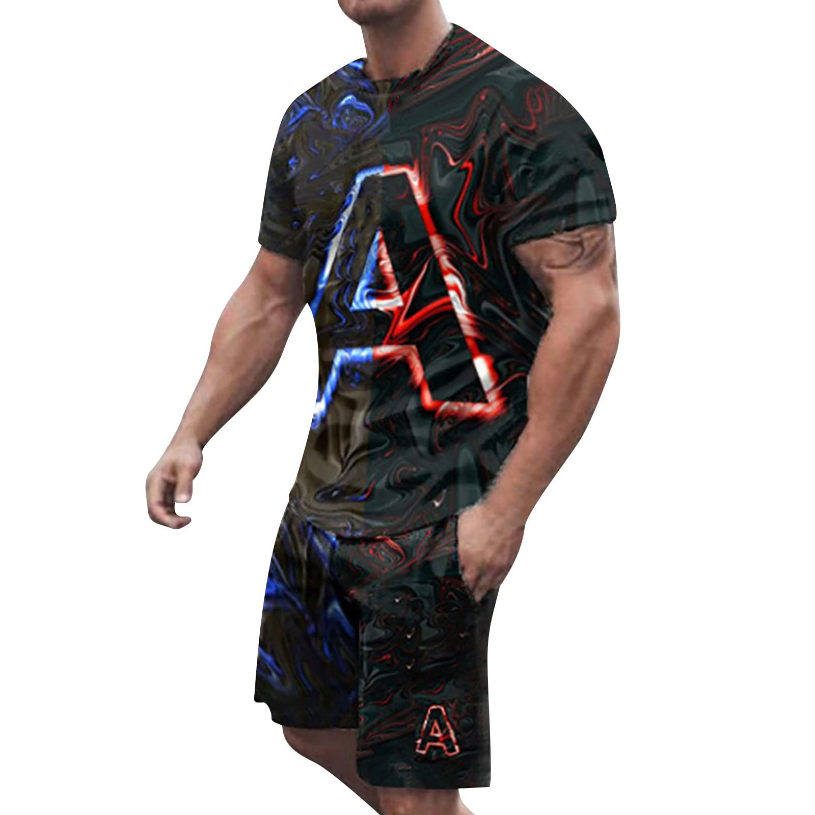 Brazilian Workout Clothes for Men - Summer Tracksuit Set with Tee & Shorts for Gym
