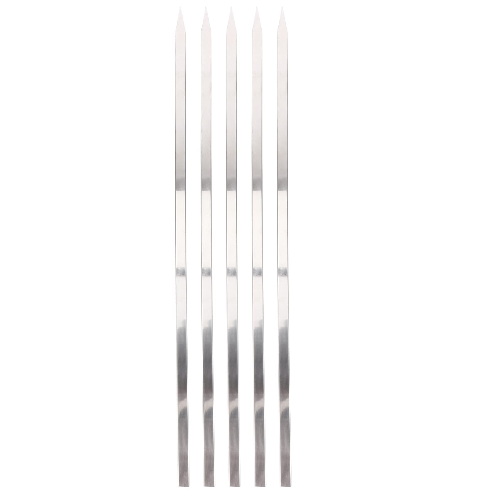 **Hemoton 5-Piece Stainless Steel BBQ Skewers Set - Reusable Flat Grilling Kabob Sticks for Outdoor Cooking, Camping & Backyard Barbecues**