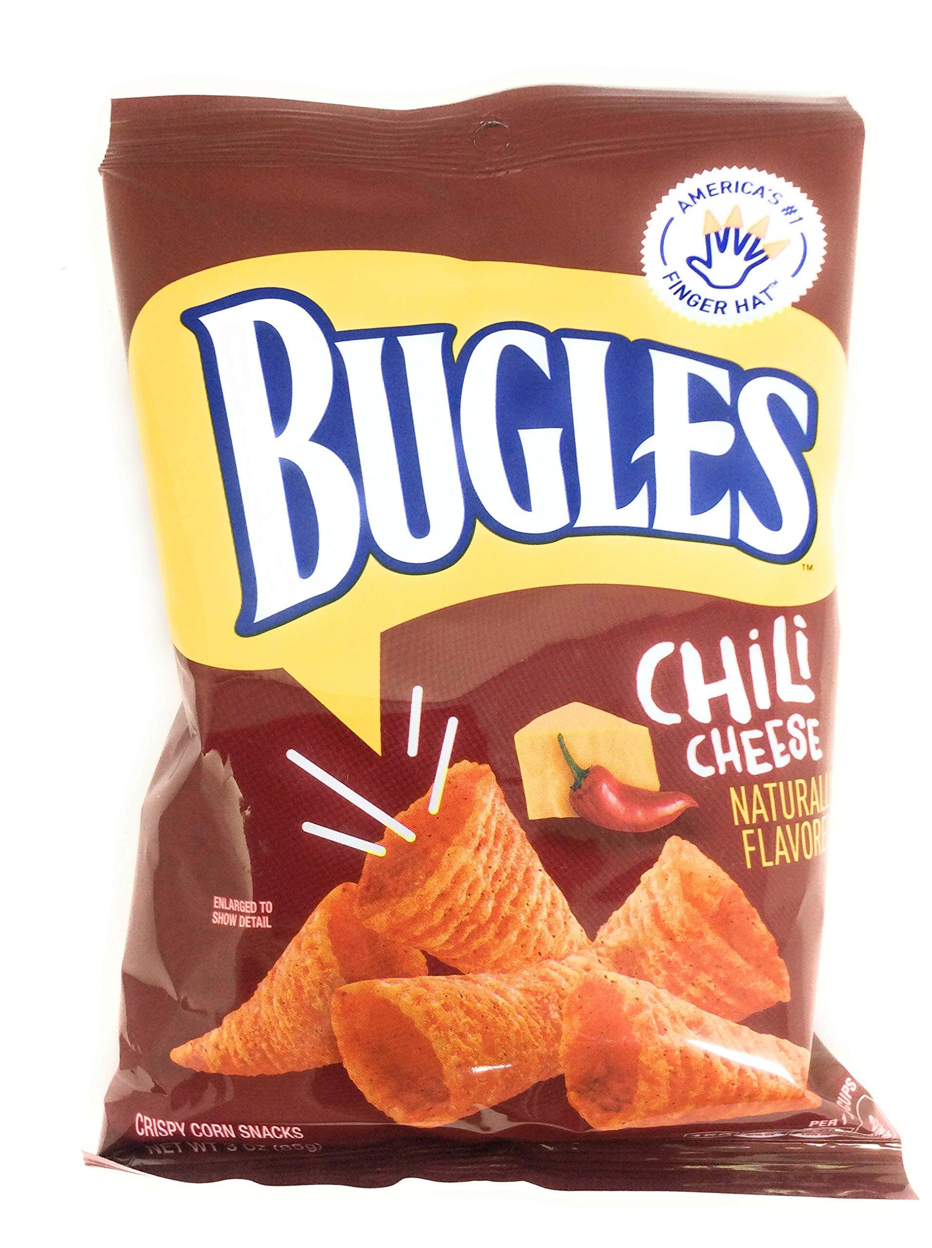 Bugles Chili Cheese Flavored Corn Snacks - Crunchy Party Snack, 3oz Bags (Pack of 6) | Perfect for Movie Nights, Road Trips & Game Day Gatherings