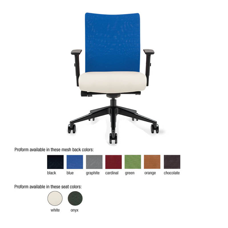 Proform Mesh Task Chair with Synchro Tilt Control & Lumbar Support - Adjustable Arms, Seat Slider & Aluminum Base - Ergonomic Office Chair for Home & Business Workspaces