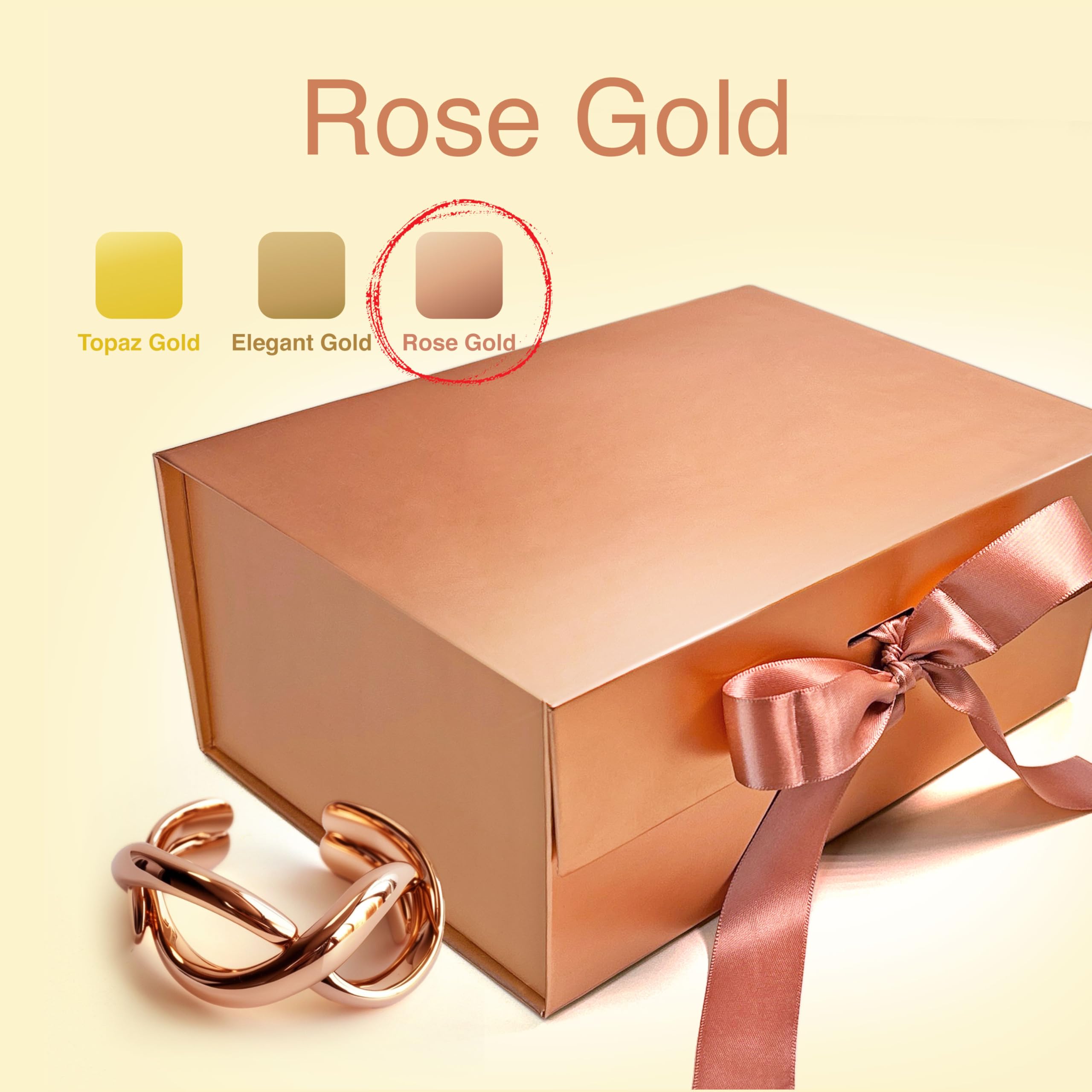 Luxury Rose Gold Gift Box for Valentine's Day - Queen Victoria Style Reusable Empty Packaging Box (23x16x10cm) with Ribbon, Holds up to 5kg - Perfect for Jewelry, Cosmetics & Premium Gifts