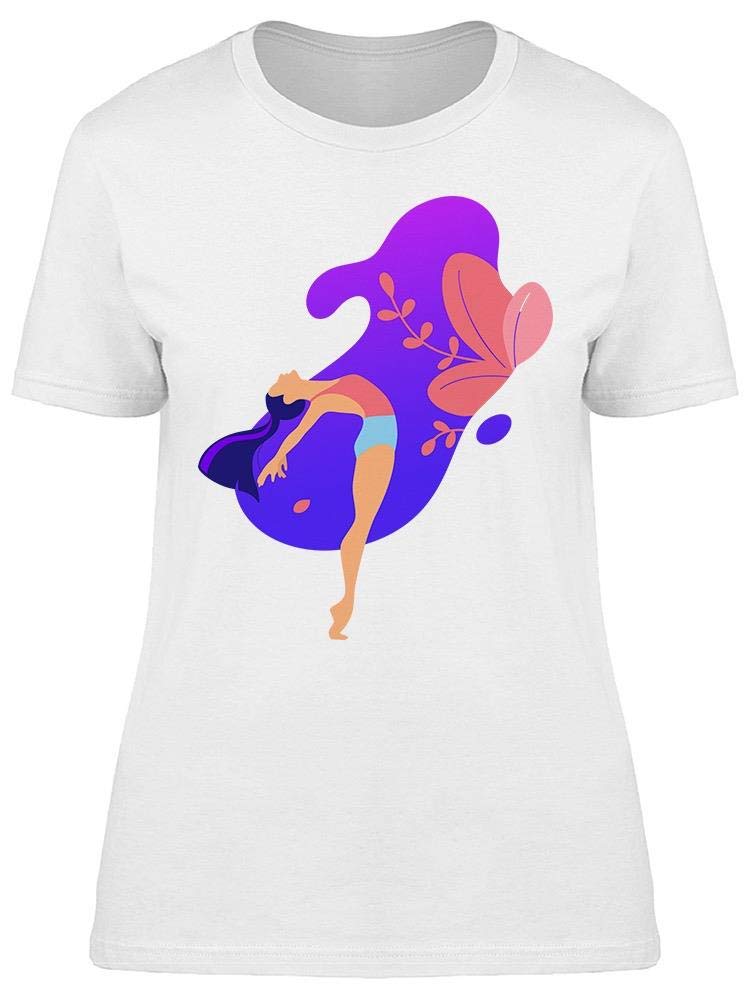 Women's Ballerina Pose Paint Splatter Graphic T-Shirt - Artistic Dance Inspired Casual Tee for Everyday Wear, Street Style & Yoga Outfits