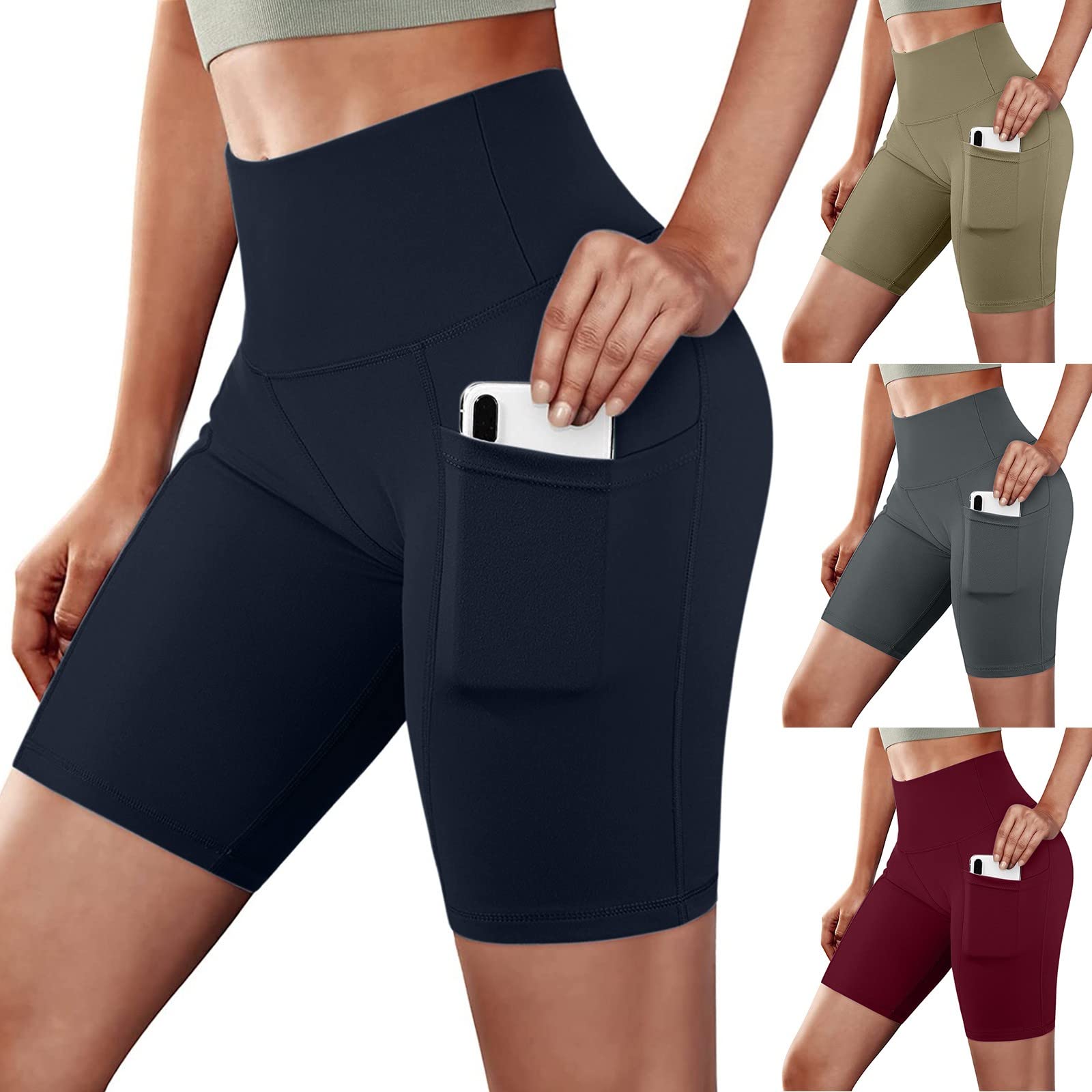 High Waist Yoga Pants for Women - Tummy Control Workout Shorts with Pockets | Running, Fitness & Gym Leggings for Active Lifestyle
