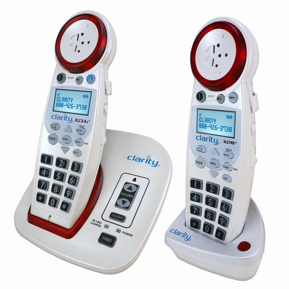 Clarity XLC3.4+ DECT 6.0 Amplified Cordless Phone with Extra-Loud Ringer & Big Buttons - Talking Caller ID, Dual Power Battery - Ideal for Seniors & Hearing Impaired at Home or Office