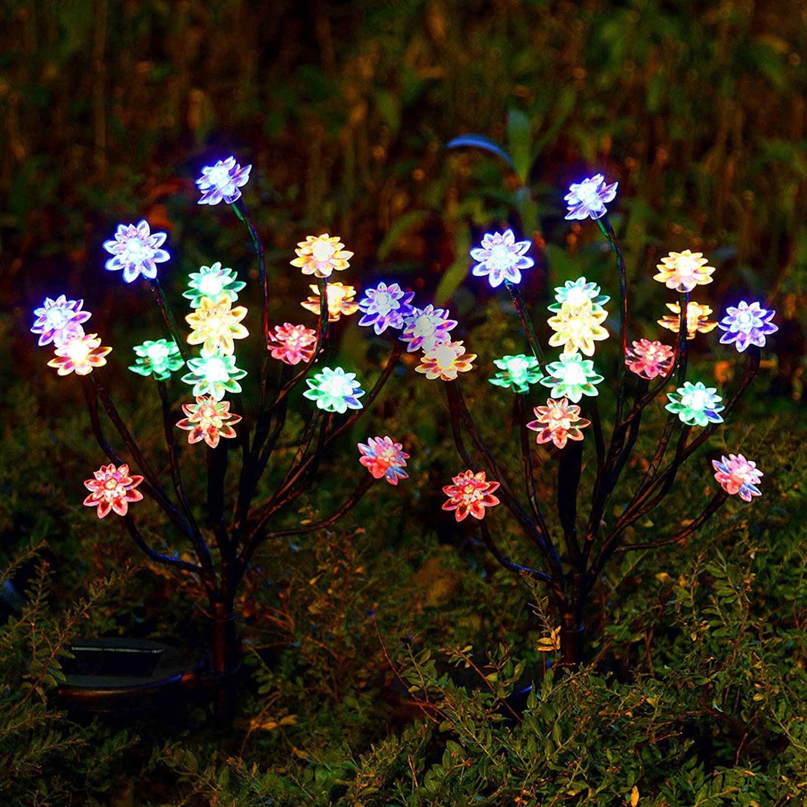 Solar Powered Lotus Shaped Garden Lights - 2 Pack Outdoor Solar Landscape Lighting with Larger Capacity for Pathway, Patio, Park, Front Yard & Party Decorations | Perfect for Evening Garden Ambiance & Outdoor Entertaining