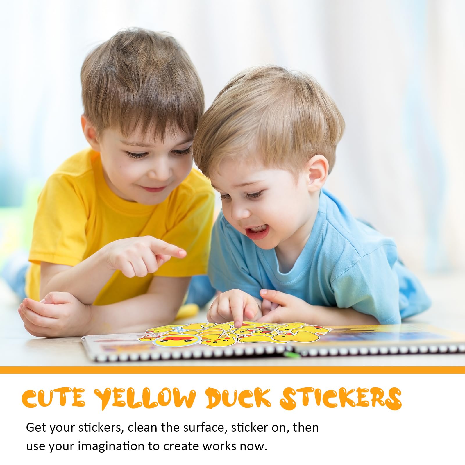 Libima 100 Pcs Waterproof Yellow Duck Stickers - Cute Duck Decals for Water Bottles, Laptops, Luggage & Skateboards - Fun Vinyl Stickers for Kids & Teens - Perfect for School Supplies, DIY Crafts & Room Decor